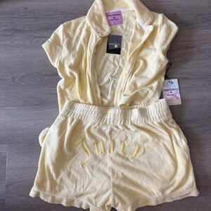 Juicy Couture yellow two piece Terry cloth set NWT